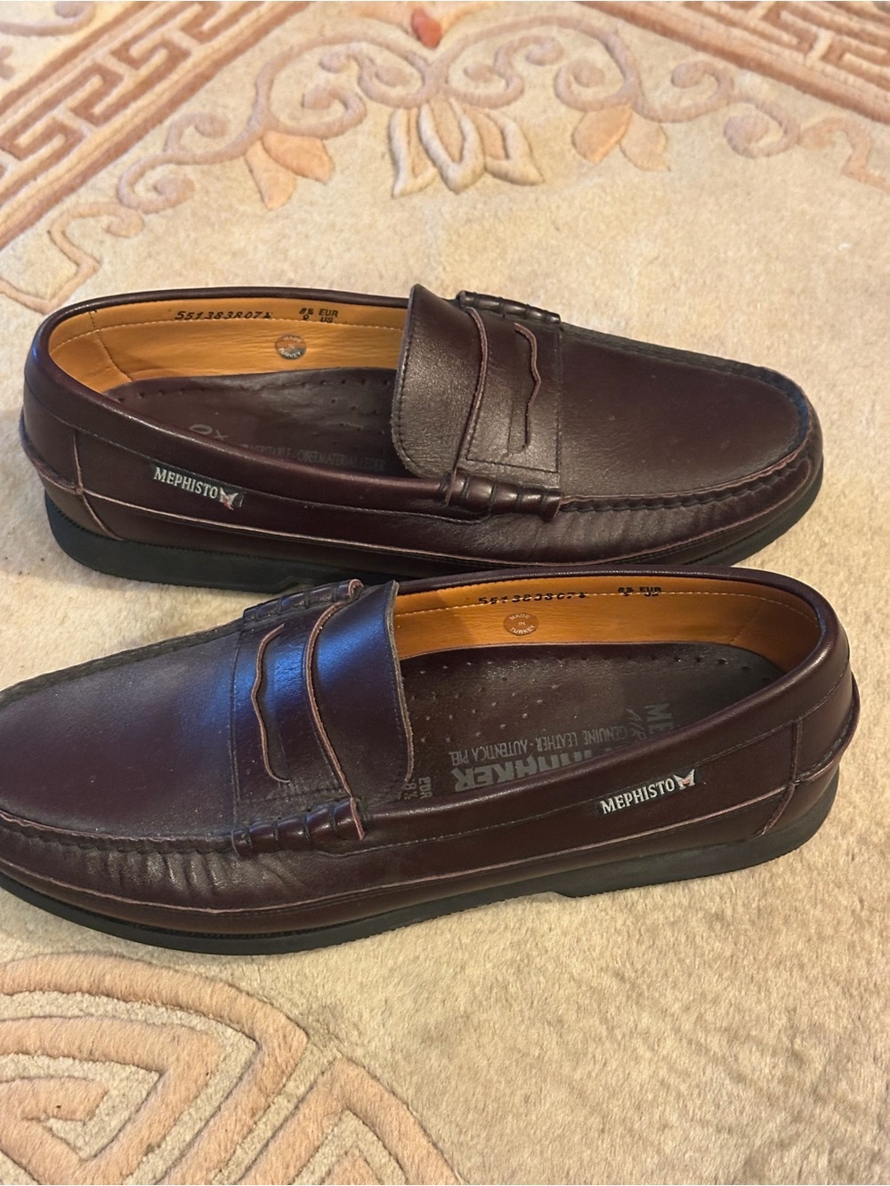 Mephisto Men’s “Cap Vert” Burgundy Leather Penny Loafers